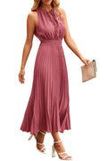 PRETTYGARDEN Women's Midi Summer Dresses Casual V Neck Swiss Dot Ruffle Sleeveless A Line Beach Sun Dress