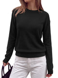 FreshPretty Sweaters for Women Fall Lightweight Loose Long Sleeve Tops,Soft Ribbed Knit Pullover Basic Sweater,Drop Shoulder Crewneck Business Casual Work Top,Daily Travel Outfits Winter Layering