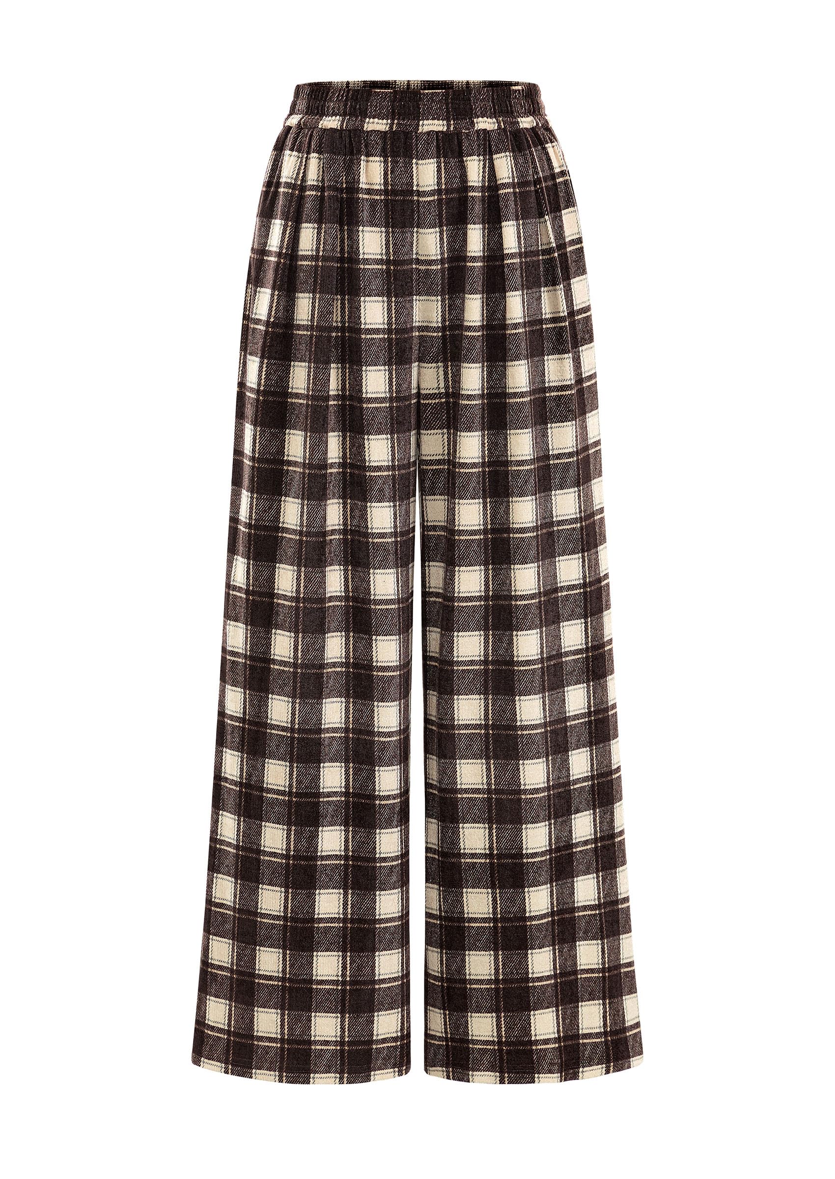 PRETTYGARDEN Casual Women's Pants Elastic Waist Palazzo Long Pajama Wide Leg Trousers Knit Fall Outfits with Pockets