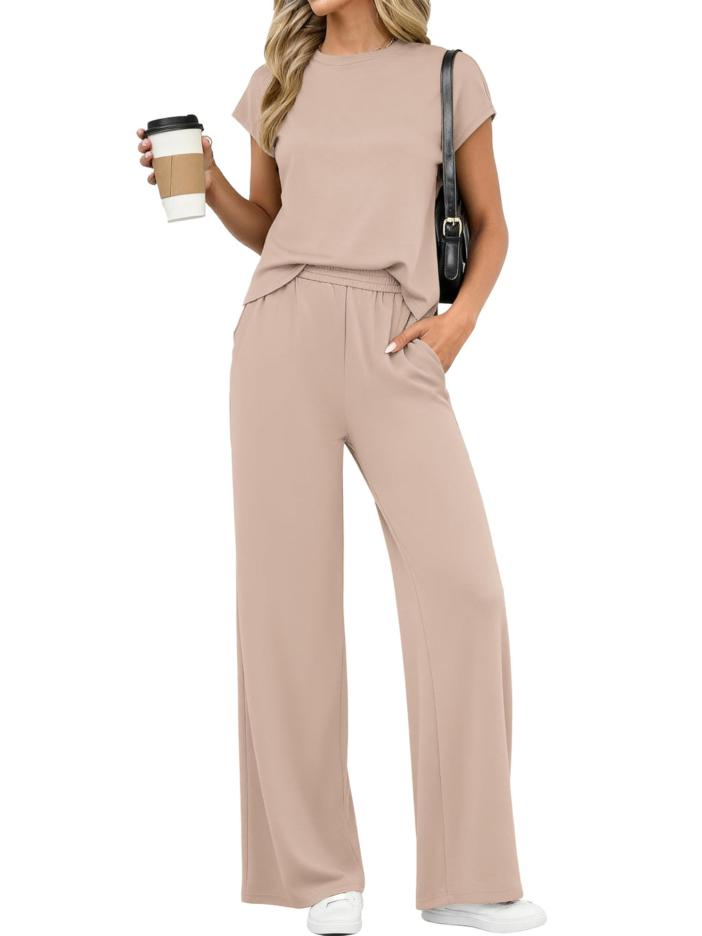PRETTYGARDEN Womens 2 Piece Outfits Casual Cap Sleeve Lounge Set Summer Tracksuits Matching Sets Beach Fashion Travel Clothes