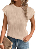 PRETTYGARDEN Blouses for Women Dressy Casual Spring Summer Business Office Tops Cap Sleeve Textured Cute Work Shirt