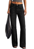 BTFBM Straight Leg Jeans for Women Stretchy Curve Appeal Pants Front Seam, Little Flare Bootcut Jean, High Waisted Denim Pockets, Travel Airport Outfits, Trendy Fall Fashion Clothing