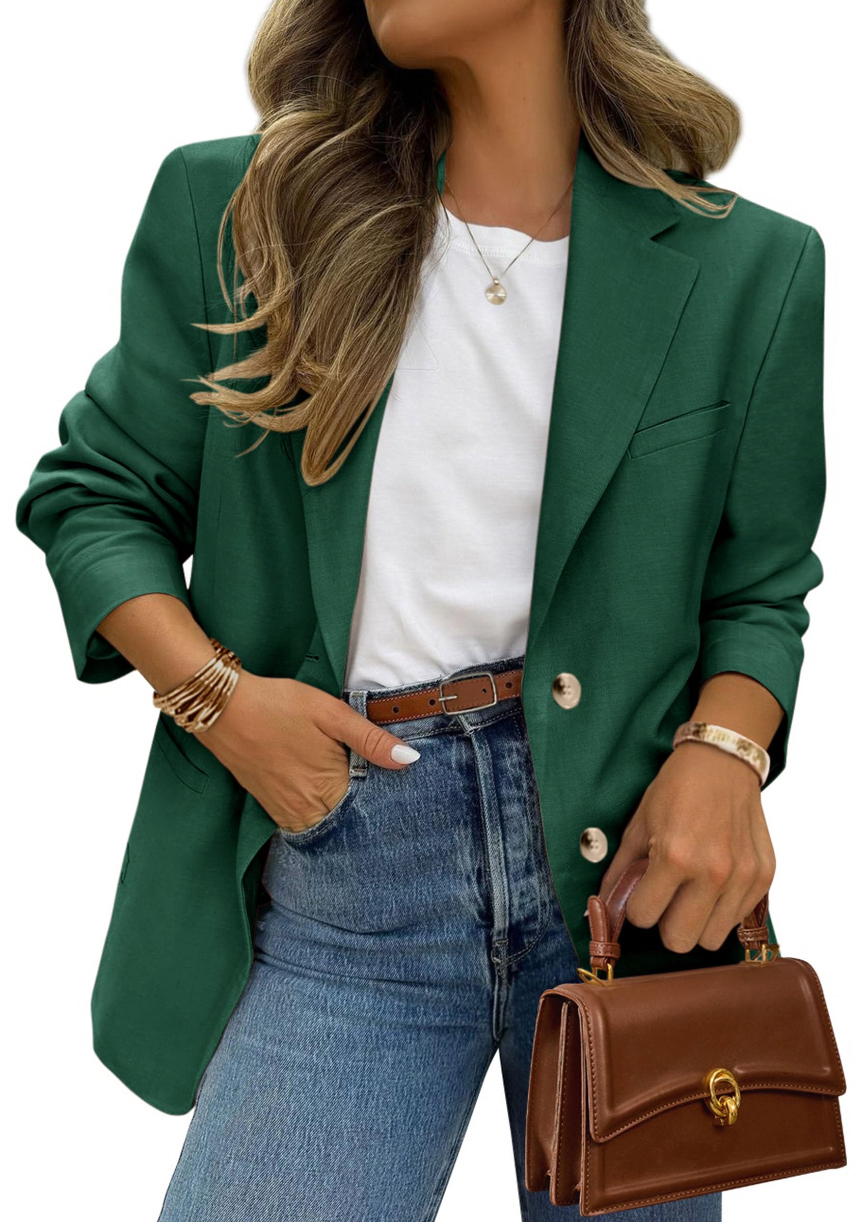 PRETTYGARDEN Blazers for Women Business Casual Long Sleeve Lapel Open Front Suit Jacket Work Blazer with Pockets