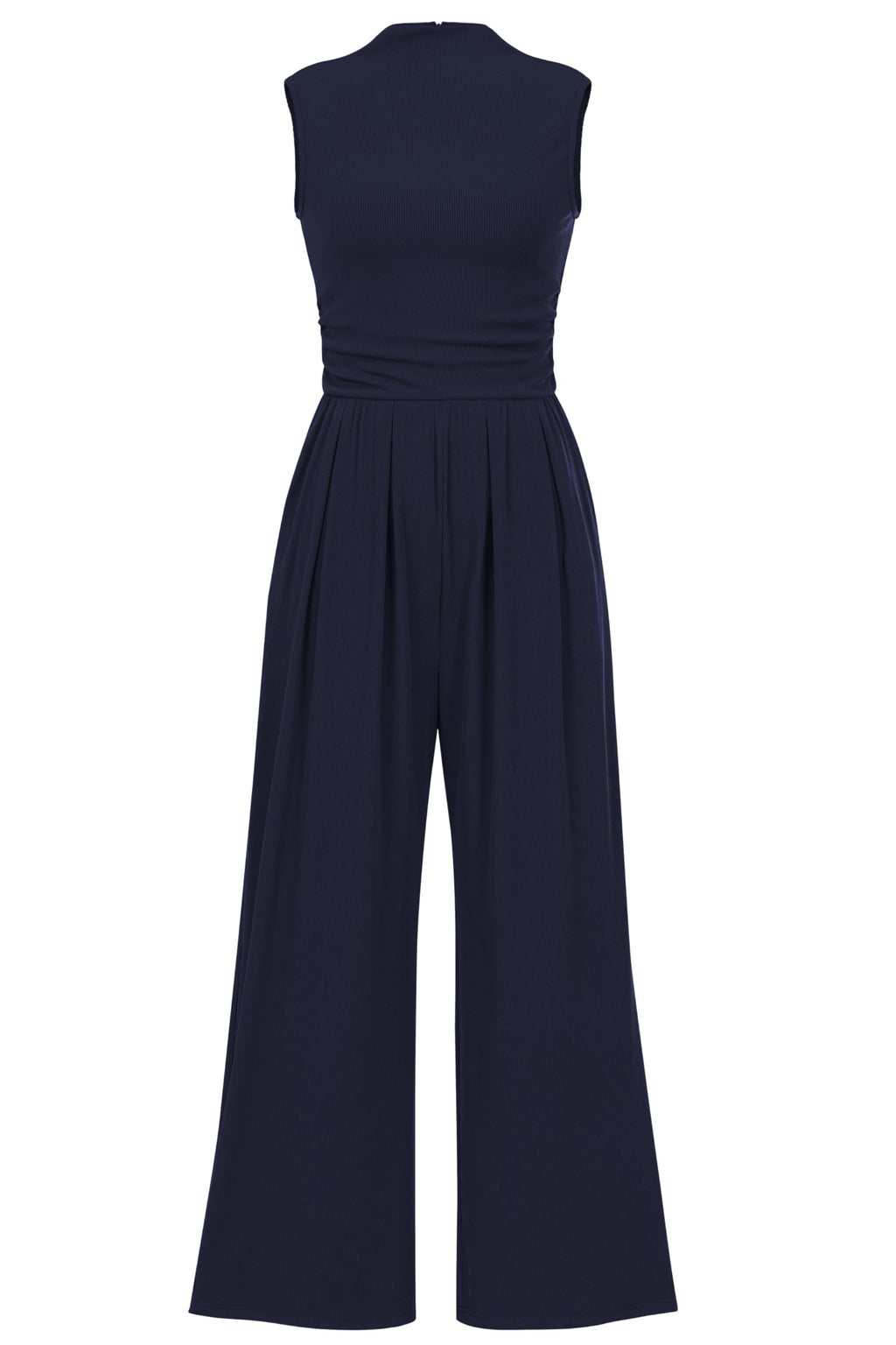 PRETTYGARDEN Womens Summer Jumpsuits Dressy Casual One Piece Outfits Sleeveless Mock Neck Wide Leg Pants Rompers with Pockets