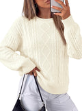 PRETTYGARDEN Women's Crewneck Cable Knit Sweater Pullover Tops Soft Luxury,Long Sleeve Sweaters,Chunky Texture,Fall Outfits,Warm Layering,Daily Wear,Work Holiday,Winter Going out Top