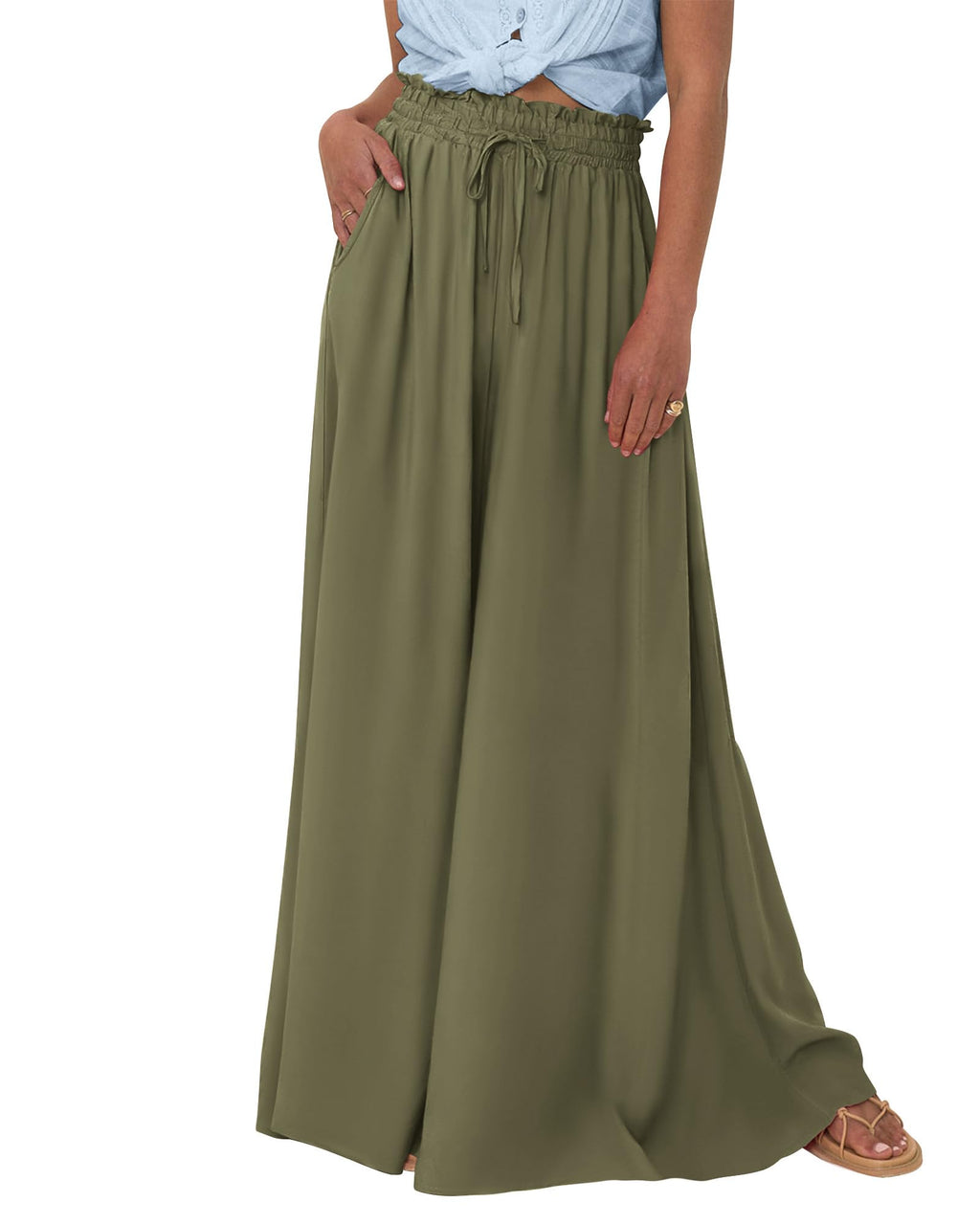 BTFBM Women Casual High Waist Wide Leg Pants Spring Summer Long Palazzo Pants Pocket Lounge Beach Vacation Clothes