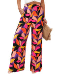 BTFBM Womens Pants Pockets Boho Printed Elastic Waist Wide Leg Palazzo Pants for Women Work Beach Vacation Clothes