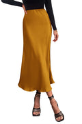 PRETTYGARDEN Women's Satin Skirts Dressy Casual Fall High Waisted Cocktail Wedding Flowy Elegant A Line Midi Skirt