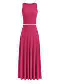 PRETTYGARDEN Women's 2 Piece Maxi Skirt Sets Casual Summer Knit Cropped Tank Top High Waisted Long Skirts Outfit