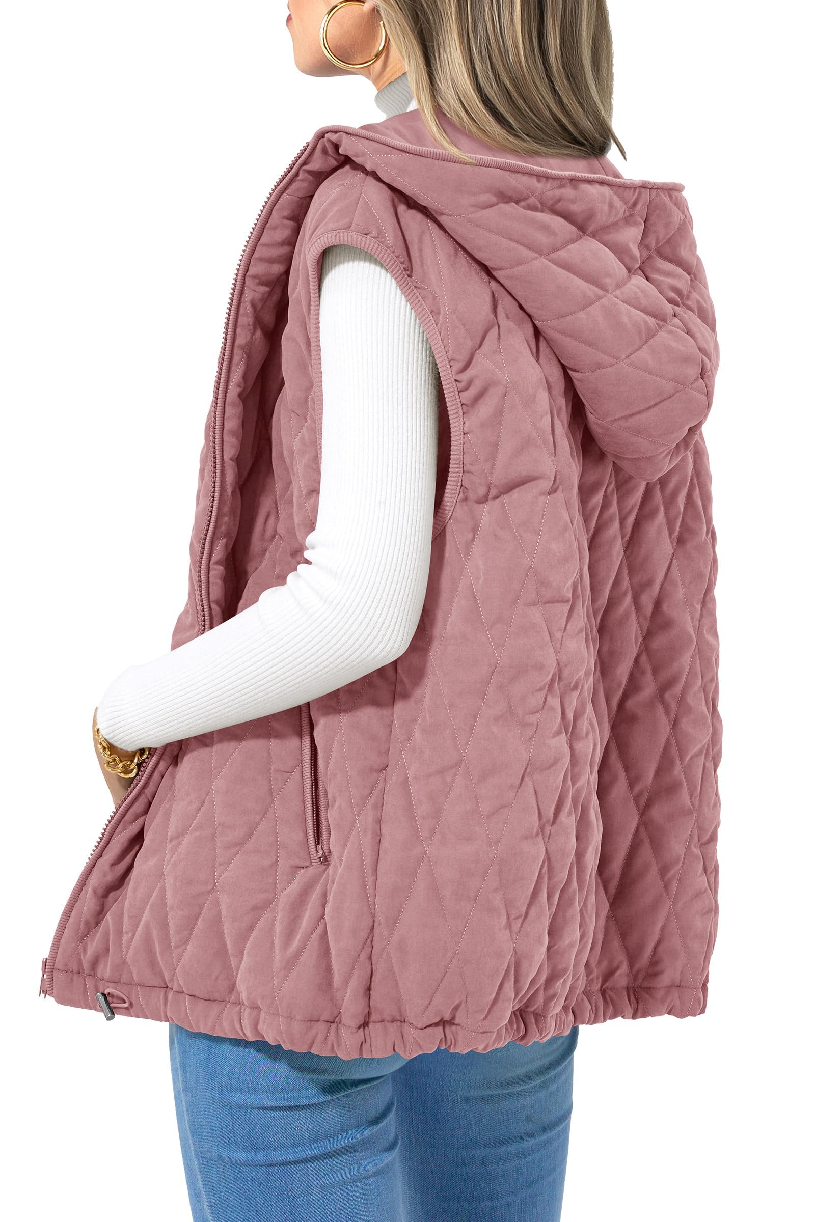 PRETTYGARDEN Women's Fall Spring Vest Casual Sleeveless Hooded Zip Up Jacket Trendy Winter Coat Outerwear