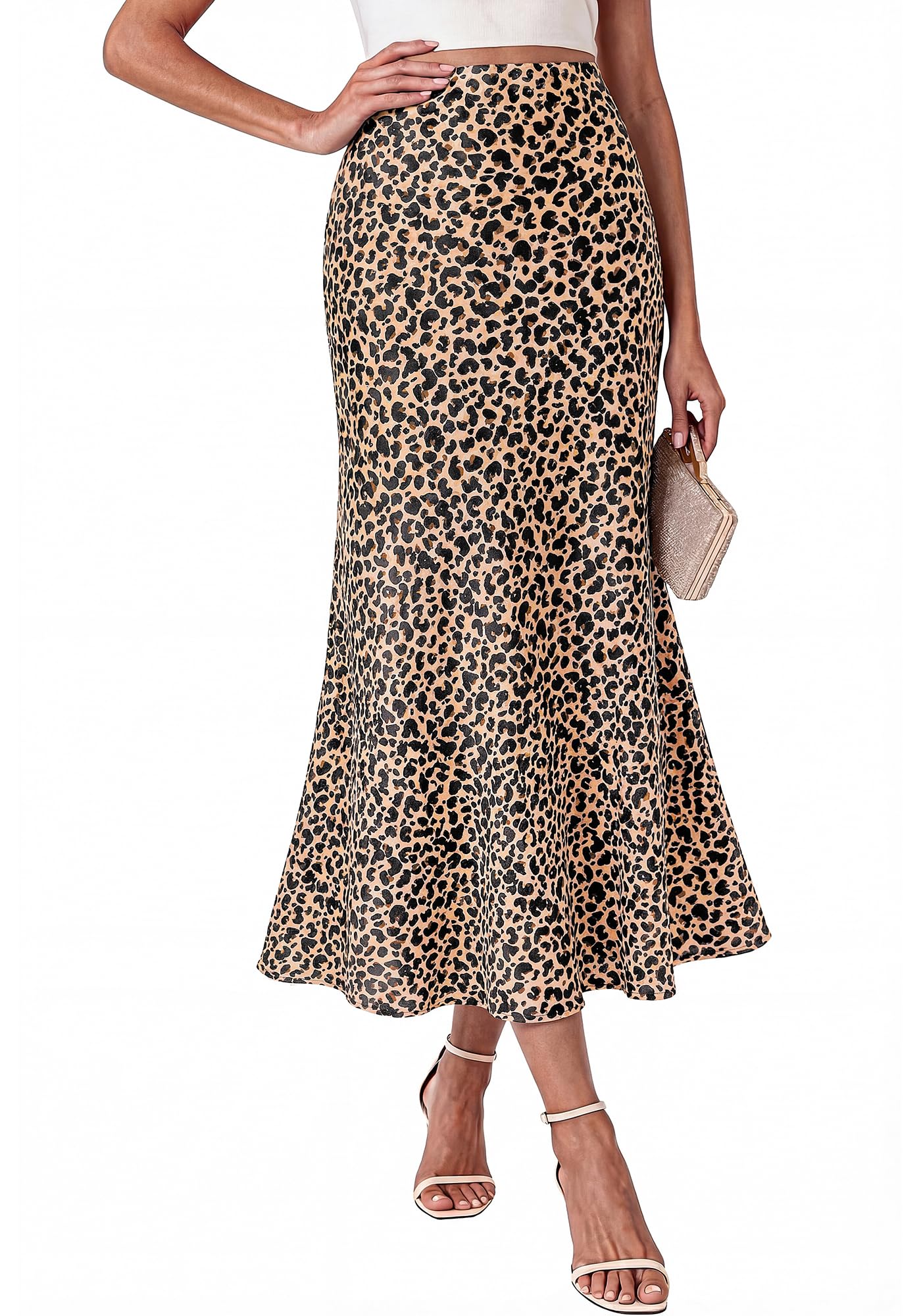 BTFBM Maxi Skirts for Women Summer Spring Boho Lightweight A Line High Waisted Wedding Guest Party Silk Midi Skirt