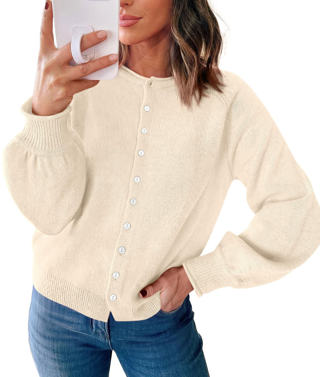 PRETTYGARDEN Women's Knit Cardigan Lightweight Cozy Sweaters Comfy Long Sleeve Work Tops, Button Down Shirts, Rolled Edges, Casual Fall Clothes for Going Out, Holiday, Winter Layering