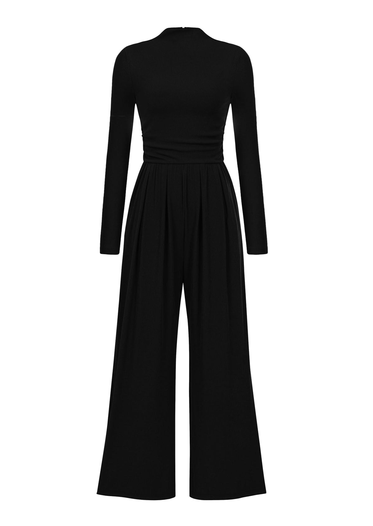 PRETTYGARDEN Womens Jumpsuit Dressy Casual Spring Fall Fashion One Piece Outfits Long Sleeve Mock Neck Wide Leg Pants Rompers