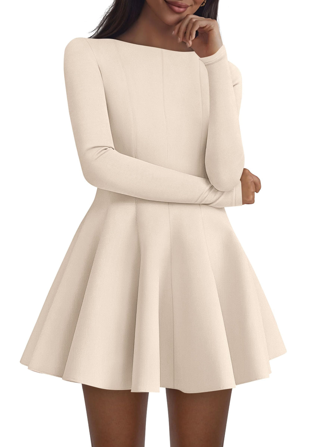 PRETTYGARDEN Fall Cocktail Dresses for Women Elegant Classy Wedding Guest  Long Sleeve Homecoming Party A Line Mini Dress
