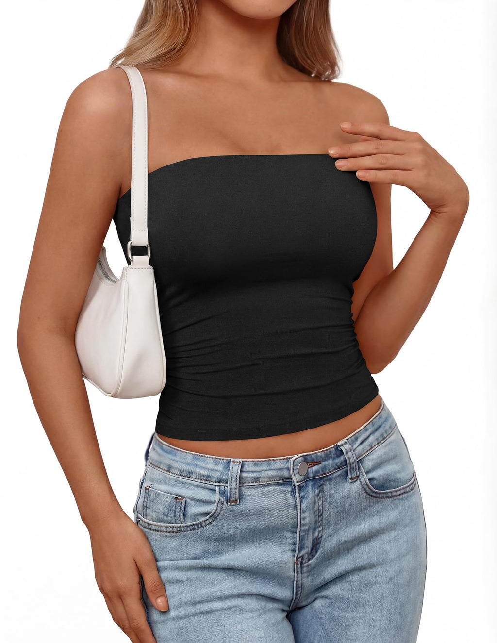 PRETTYGARDEN Womens Tube Top  Summer Going Out Tops Strapless Y2K Bandeau Spring Fitted Shirts Beach Vacation Clothes