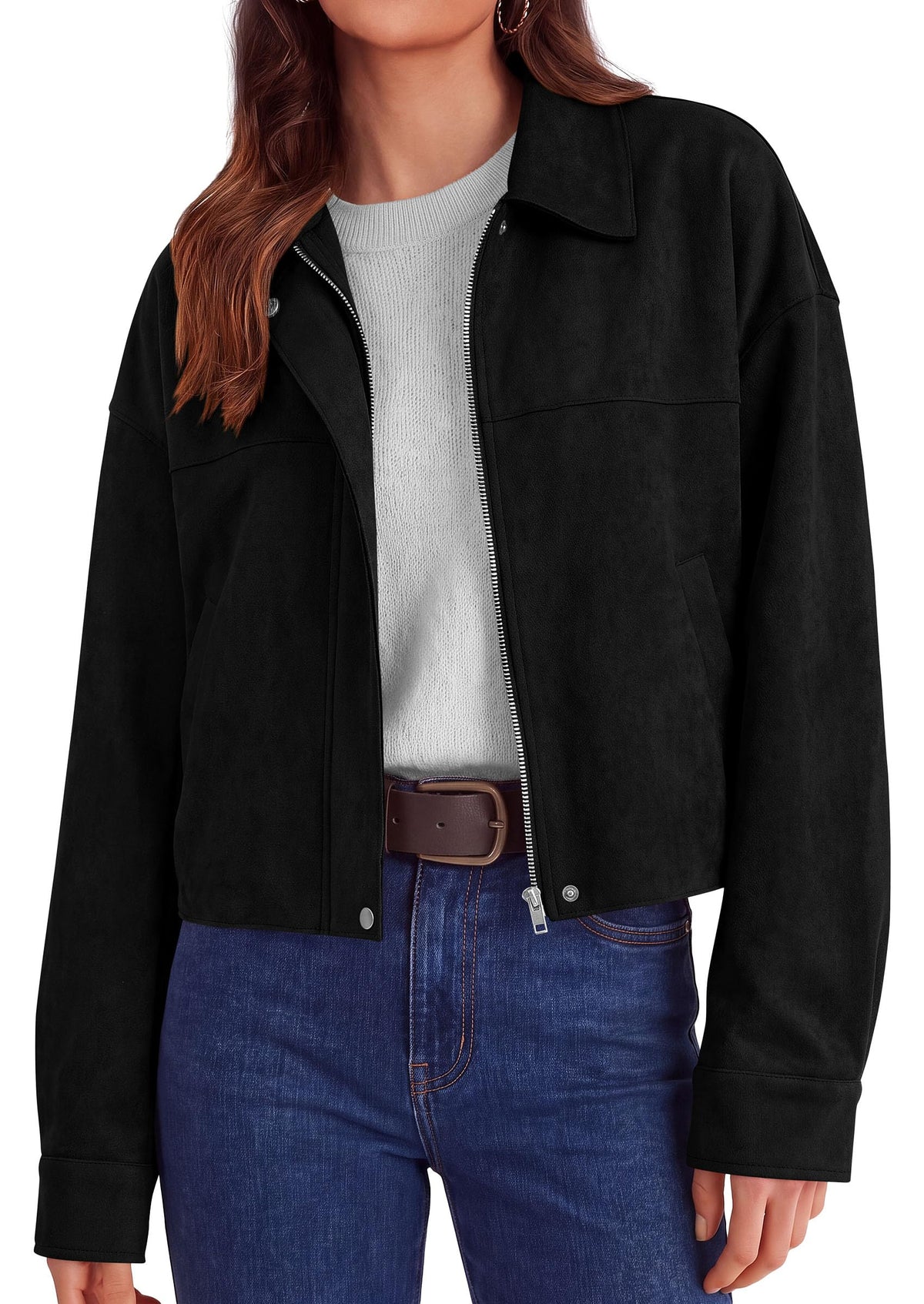 PRETTYGARDEN Women's Faux Suede Cropped Fall Jackets