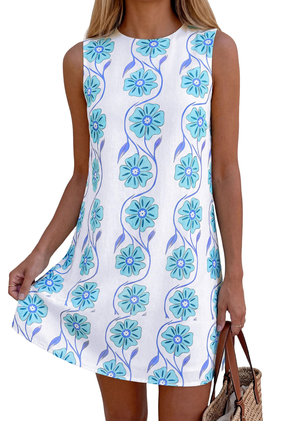 PRETTYGARDEN Sundresses for Women Summer Elegant Floral A Line Short Party Dress Beach Vacation Clothes