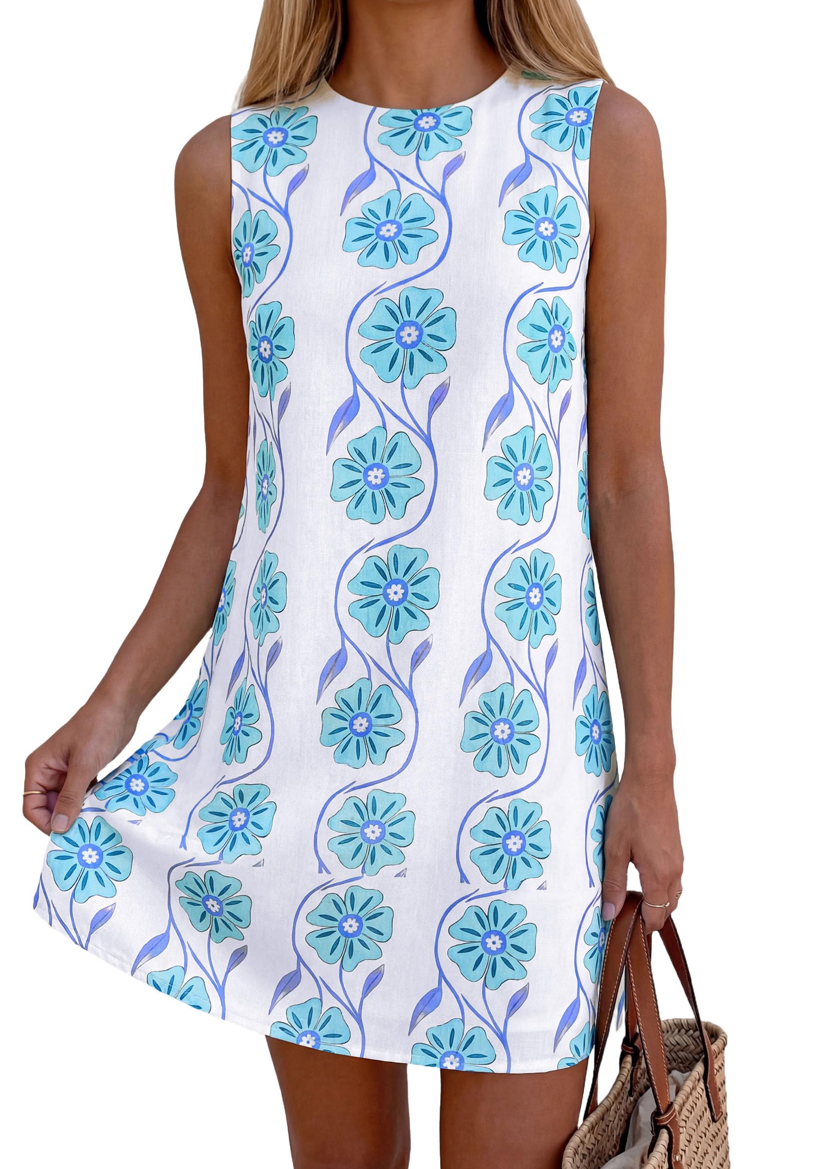 PRETTYGARDEN Sundresses for Women Summer Elegant Floral A Line Short Party Dress Beach Vacation Clothes