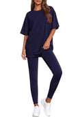 BTFBM Two Piece Lounge Set Women Spring Casual Oversized Shirts Leggings Matching Workout Airport Travel Outfits