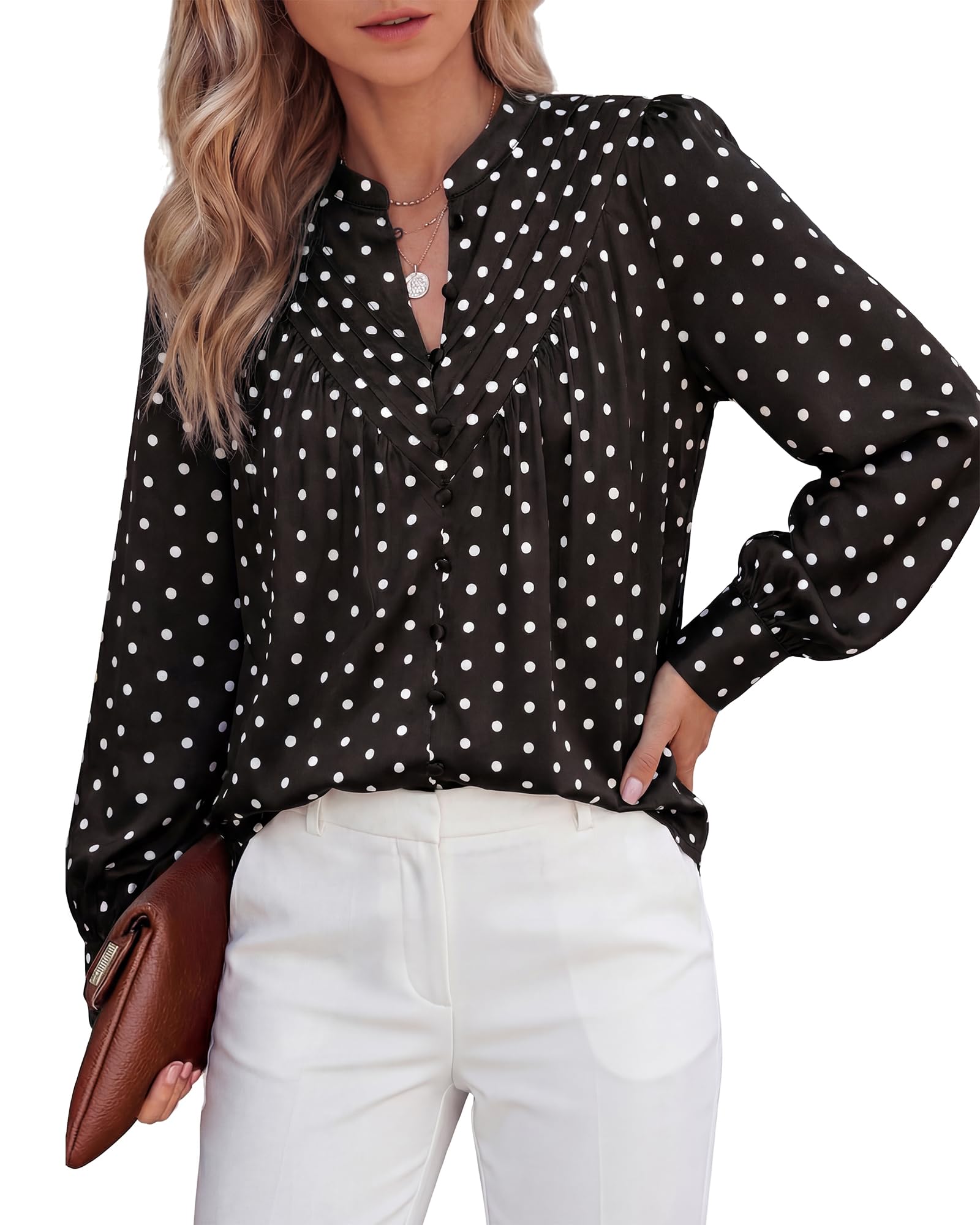 BTFBM Womens Tops Dressy Casual Spring Boho Floral V Neck Long Sleeve Half Button Down Shirt Work Business Blouses