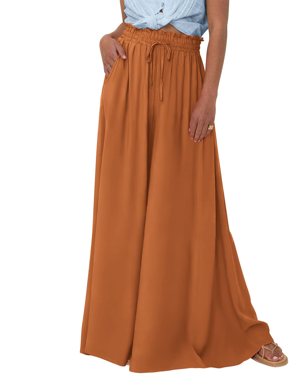 BTFBM Women Casual High Waist Wide Leg Pants Spring Summer Long Palazzo Pants Pocket Lounge Beach Vacation Clothes
