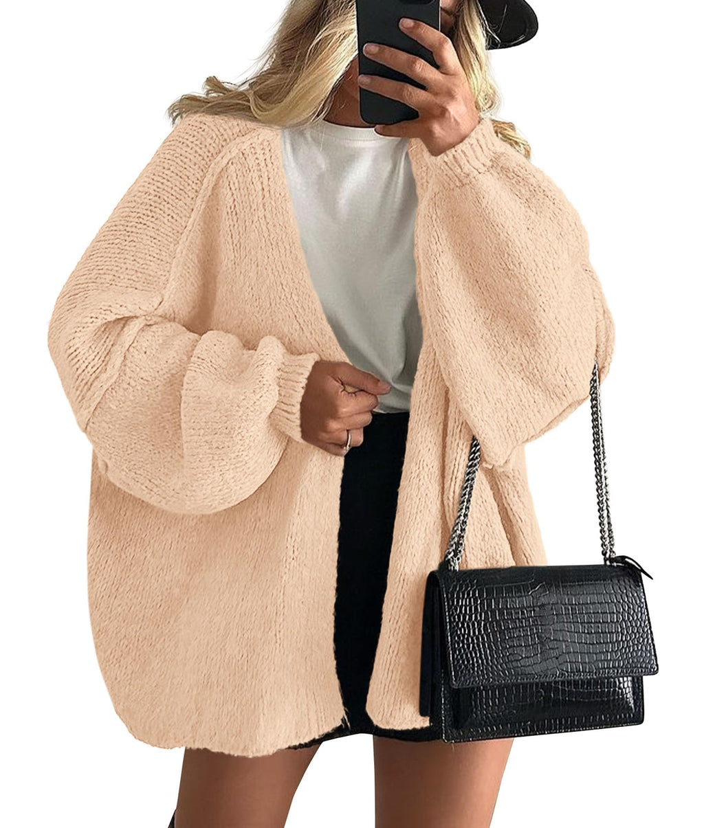 PRETTYGARDEN Womens Oversized Cardigan Sweaters Fall Long Lantern Sleeve Knit Open Front Lightweight Sweater