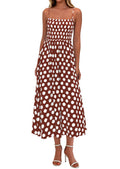 PRETTYGARDEN Womens Polka Dot Dress Summer Sleeveless Spaghetti Straps Smocked Sun Dress Flowy Spring Beach Midi Dresses
