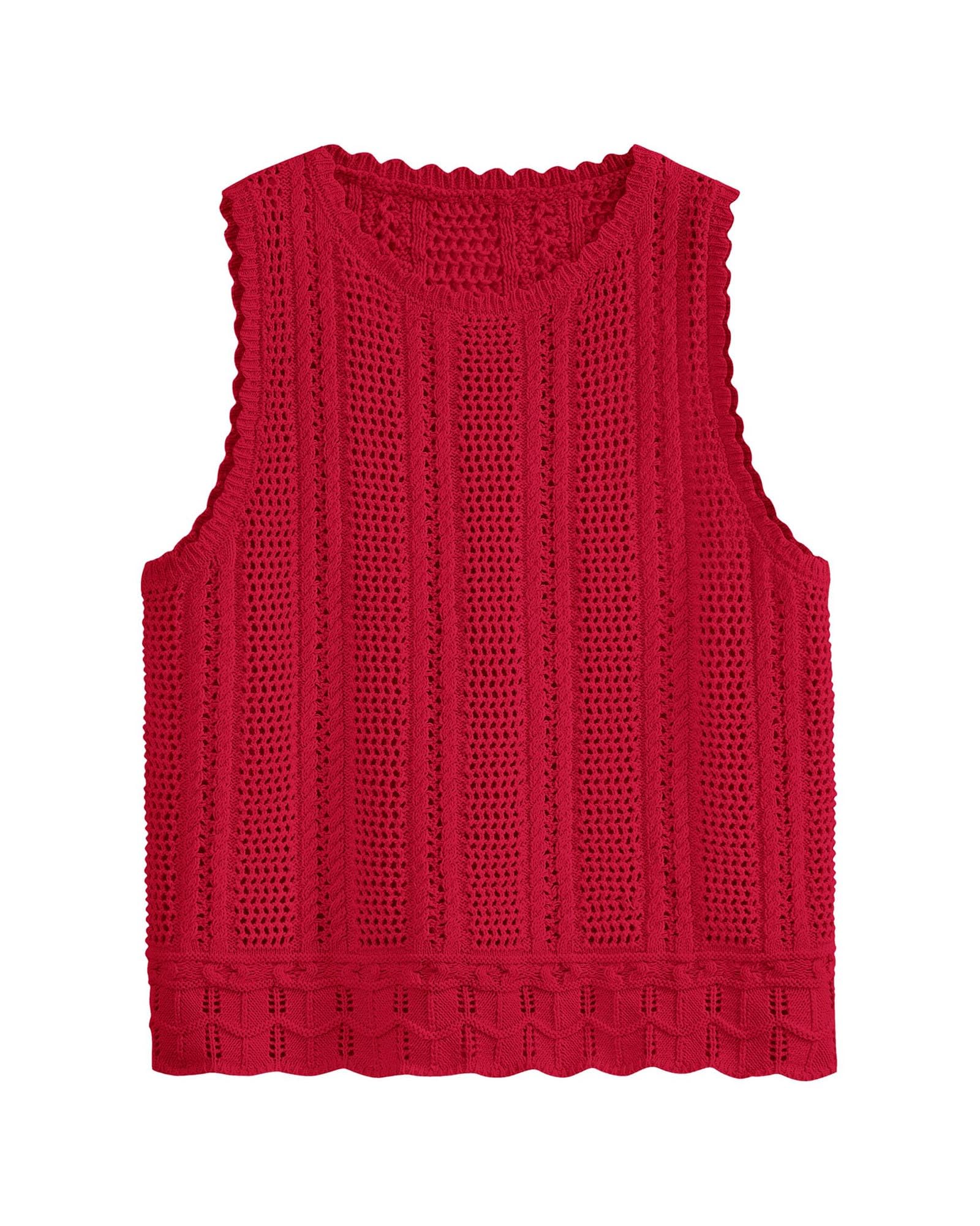 FreshPretty Crochet Tank Top Vacation Outfits for Women Sweater Vest Beach Cover Ups Spring Summer Sleeveless Cruise Resort Wear