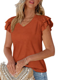 PRETTYGARDEN Summer Tops for Women Spring Trendy Fashion Clothes Casual Ruffle V Neck Short Sleeve Shirts Blouses