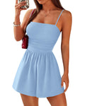 FreshPretty Summer Rompers For Women Casual One Piece Spaghetti Strap Sleeveless Shorts Jumpsuit Beach Vacation Outfits