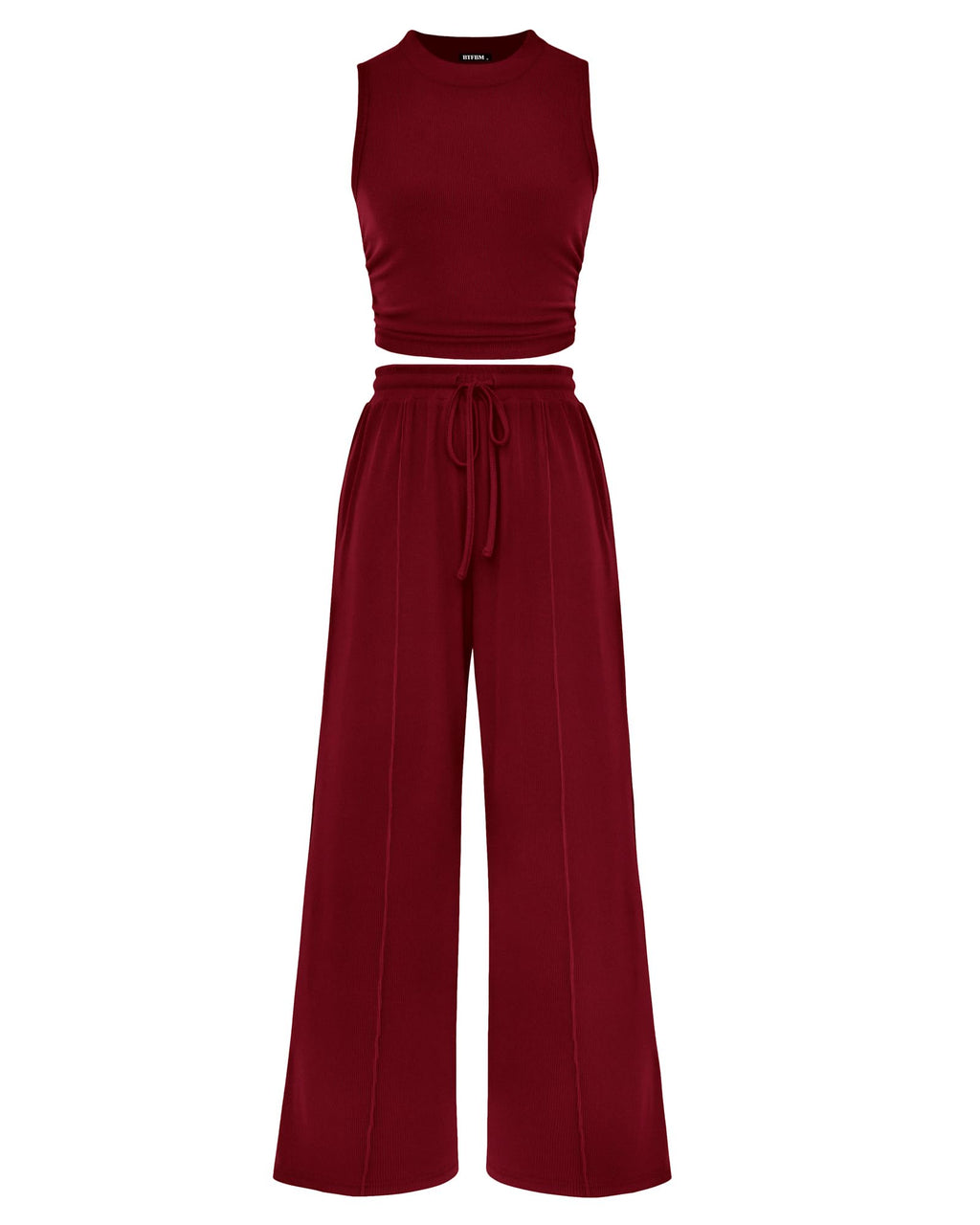BTFBM Summer Outfits For Women Cropped Sleeveless Tank Tops Wide Leg Pants 2 Piece Sets Beach Lounge Set Clothing