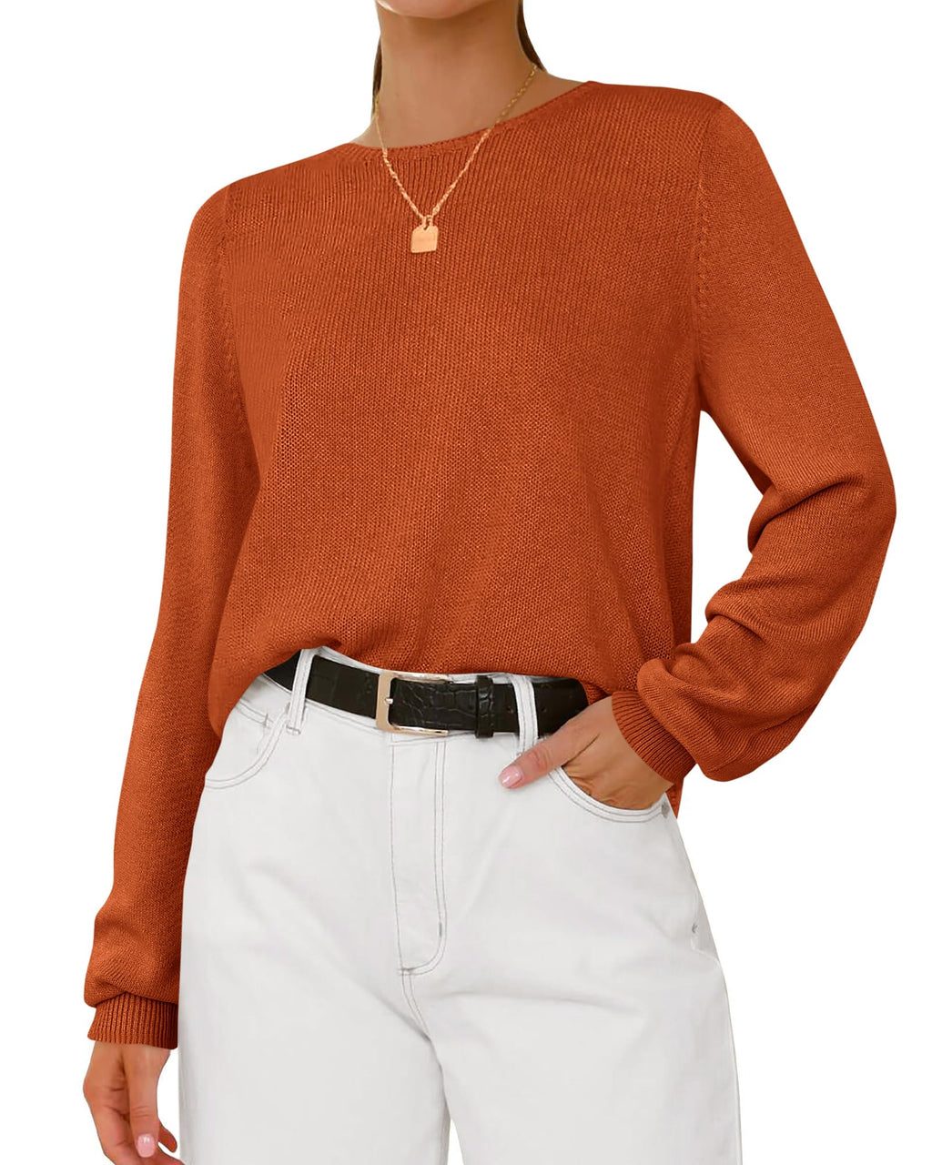 BTFBM Womens Long Sleeve Crew Neck Sweaters Spring Casual Classic Soft Loose Fit Basic Pullover Jumper Knit Top