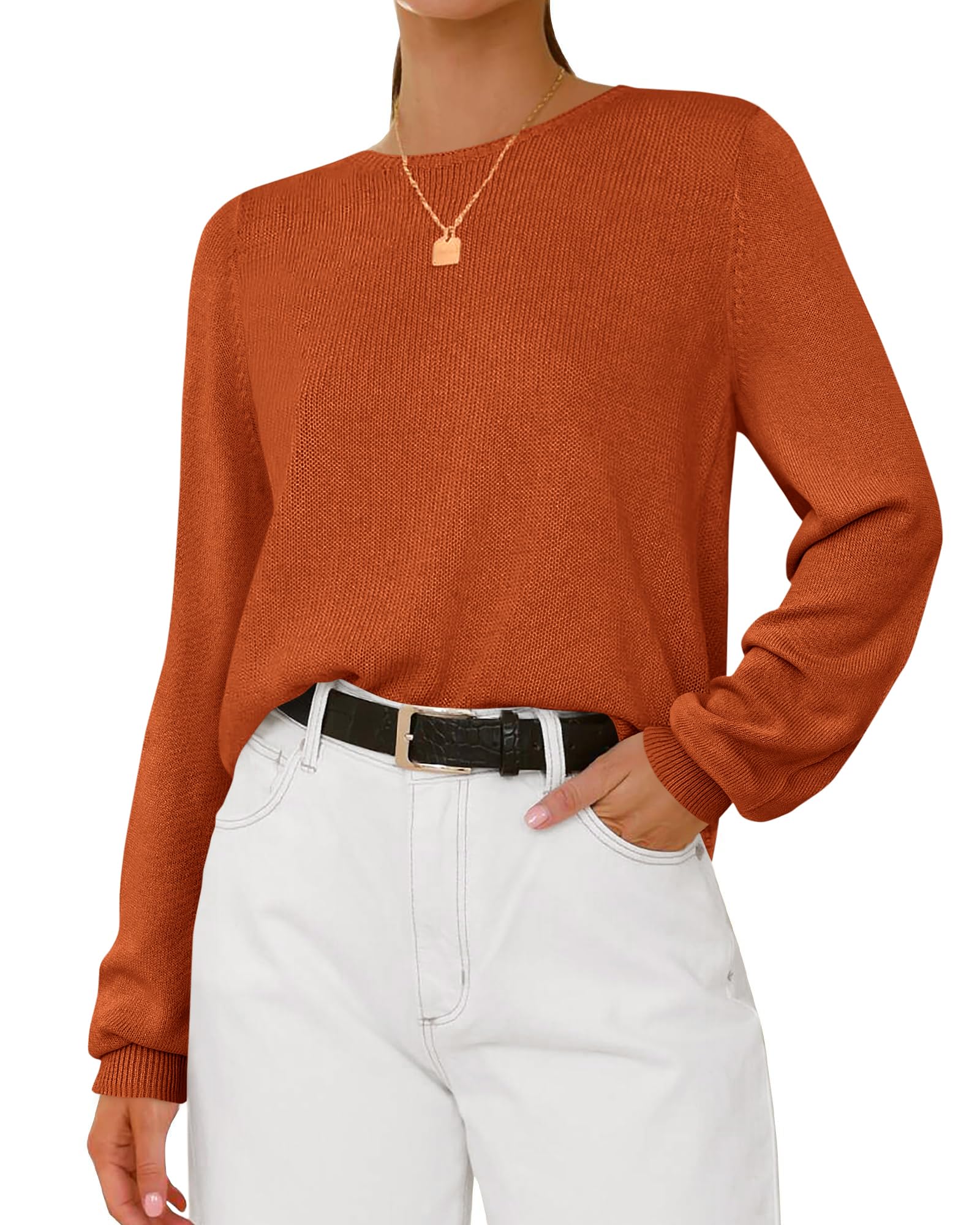 BTFBM Womens Long Sleeve Crew Neck Sweaters Spring Casual Classic Soft Loose Fit Basic Pullover Jumper Knit Top