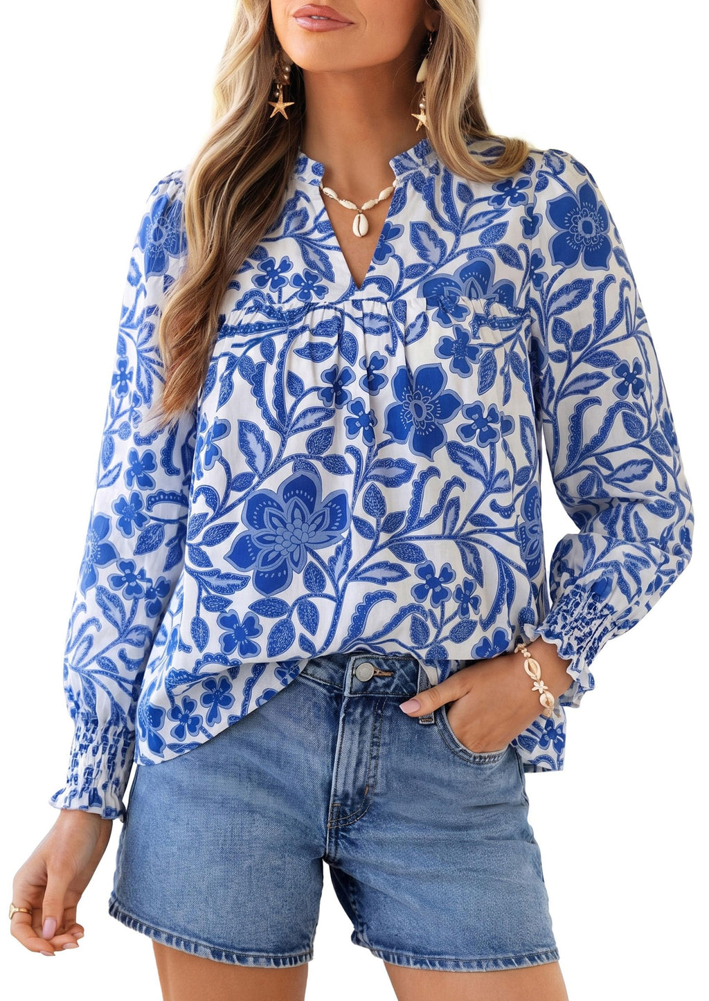 PRETTYGARDEN Women's Boho Floral Blouses Dressy Casual