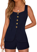 PRETTYGARDEN Womens 2 Piece Matching Sets  Fashion Suit Vest Tops Shorts Set Spring Business Casual Vacation Outfits