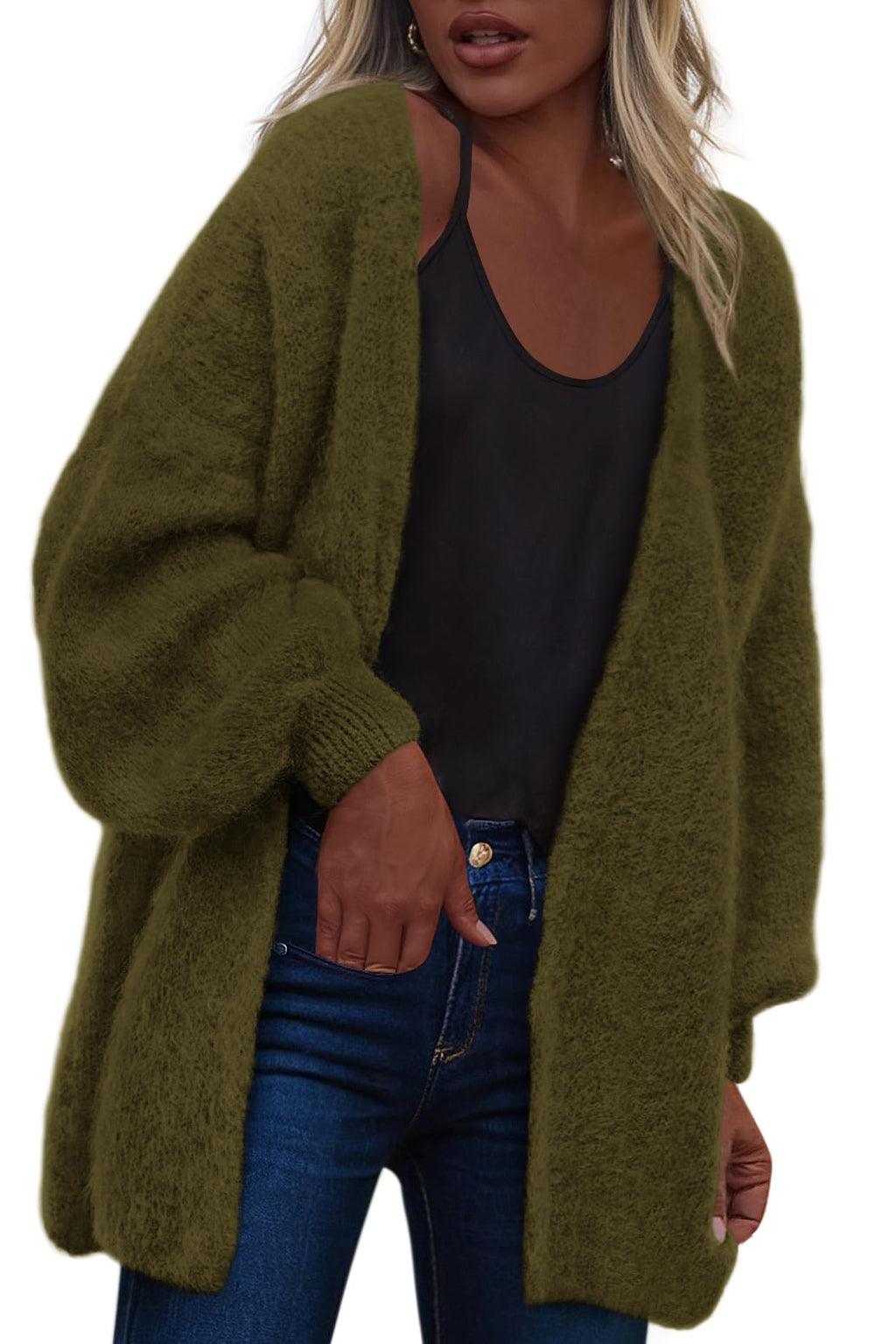 FreshPretty Women Open Front Slouchy Cozy Chunky Knit Cardigans,Fall Fashion Long Sleeve Drop Shoulder Soft Oversized Sweaters,Cute Long Cardigan Winter Clothing,Spring Trendy Outerwear