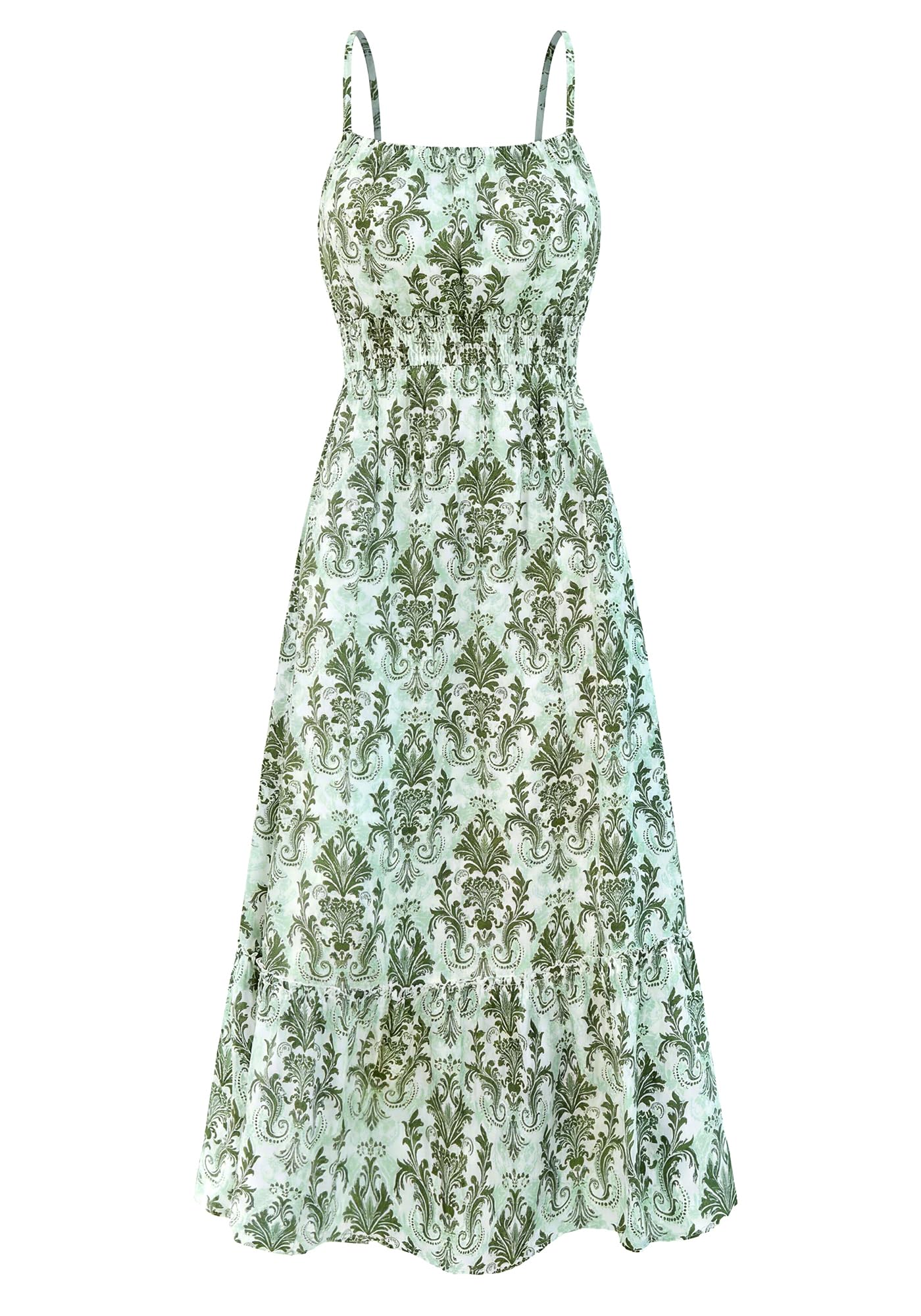 BTFBM Summer Dresses for Women Sundresses Sleeveless Spaghetti Strap Boho Beach Vacation Outfits Spring Maxi Dress