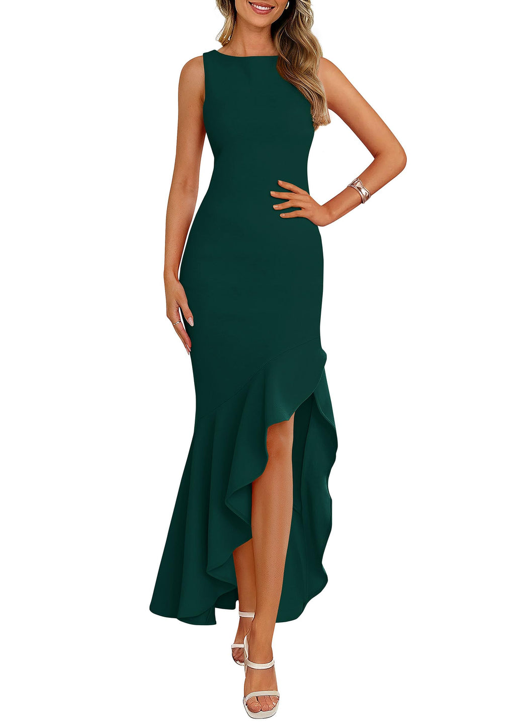PRETTYGARDEN Wedding Guest Dresses for Women Summer Formal Gala Maxi Dress Ruffle Mermaid Cocktail Long Dresses