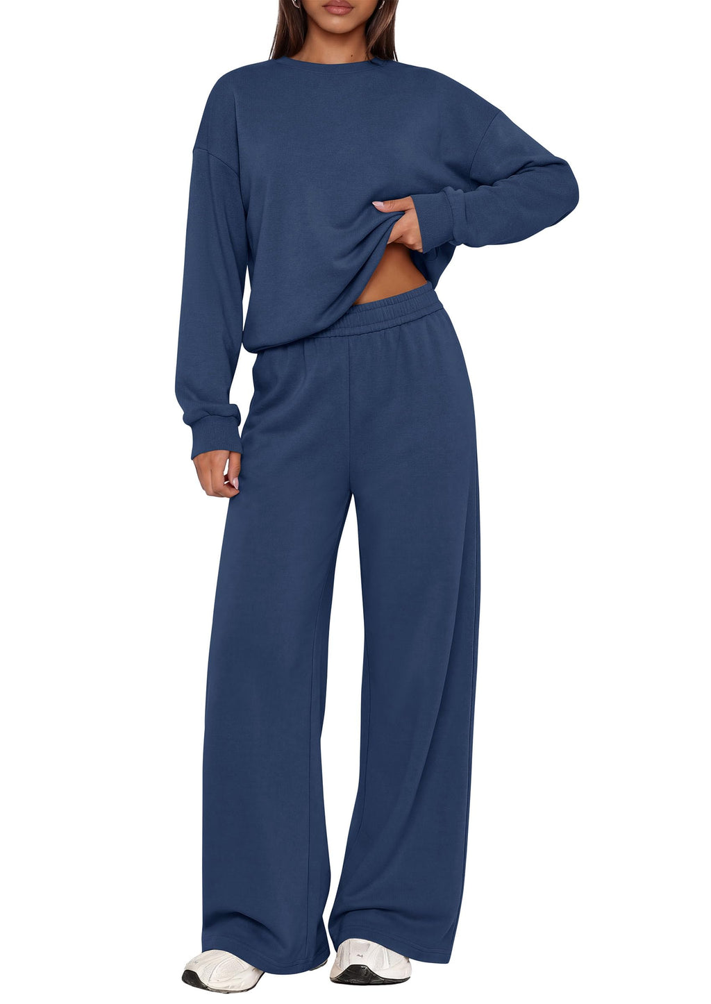 PRETTYGARDEN 2 Piece Lounge Sets for Women Casual Sweatsuits | Soft Fleece Lining,Crew Neck Oversized Sweatshirt & Wide Leg Pants,Workout Airport Matching Set Tracksuit,Fall Winter Outfits