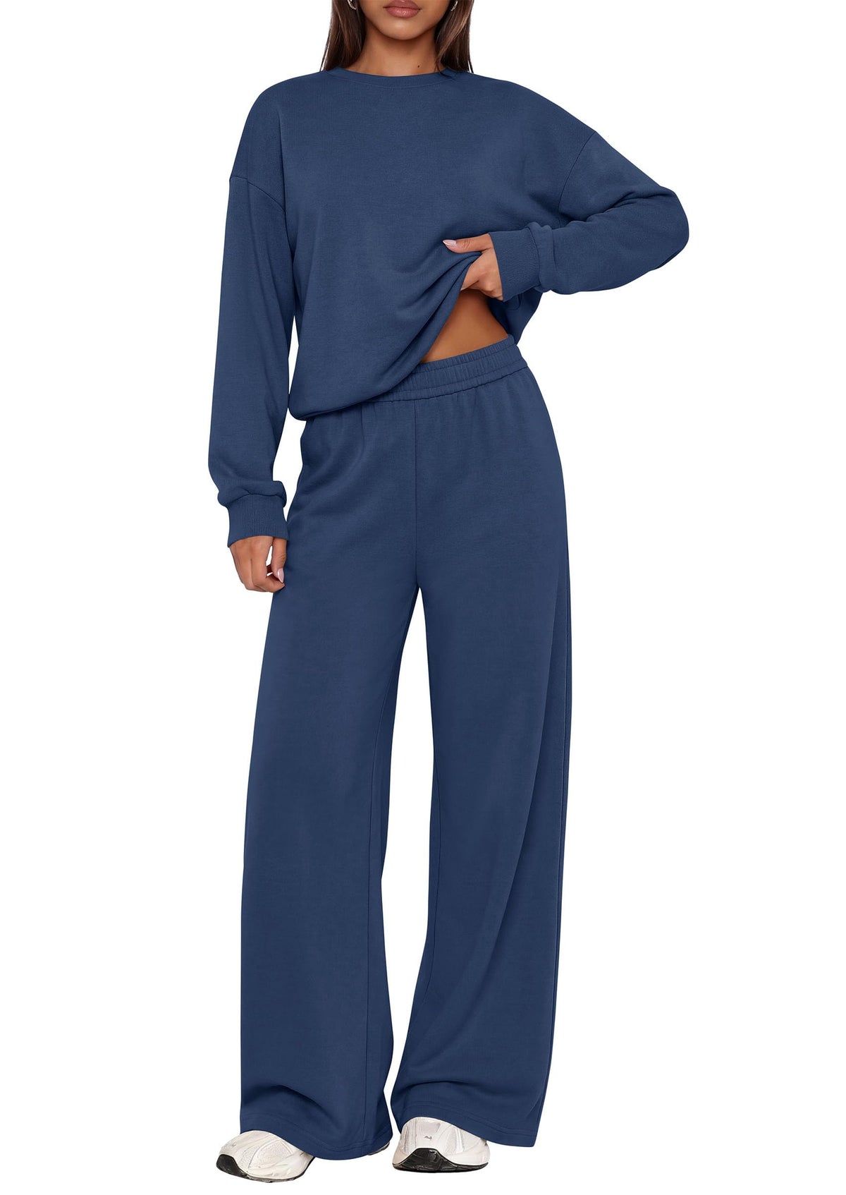 PRETTYGARDEN 2 Piece Lounge Sets for Women Casual Sweatsuits | Soft Fleece Lining,Crew Neck Oversized Sweatshirt & Wide Leg Pants,Workout Airport Matching Set Tracksuit,Fall Winter Outfits