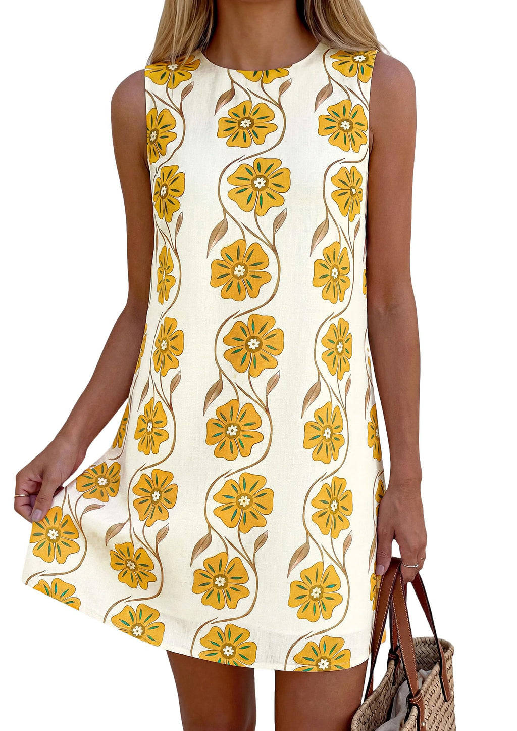 PRETTYGARDEN Sundresses for Women Summer Elegant Floral A Line Short Party Dress Beach Vacation Clothes