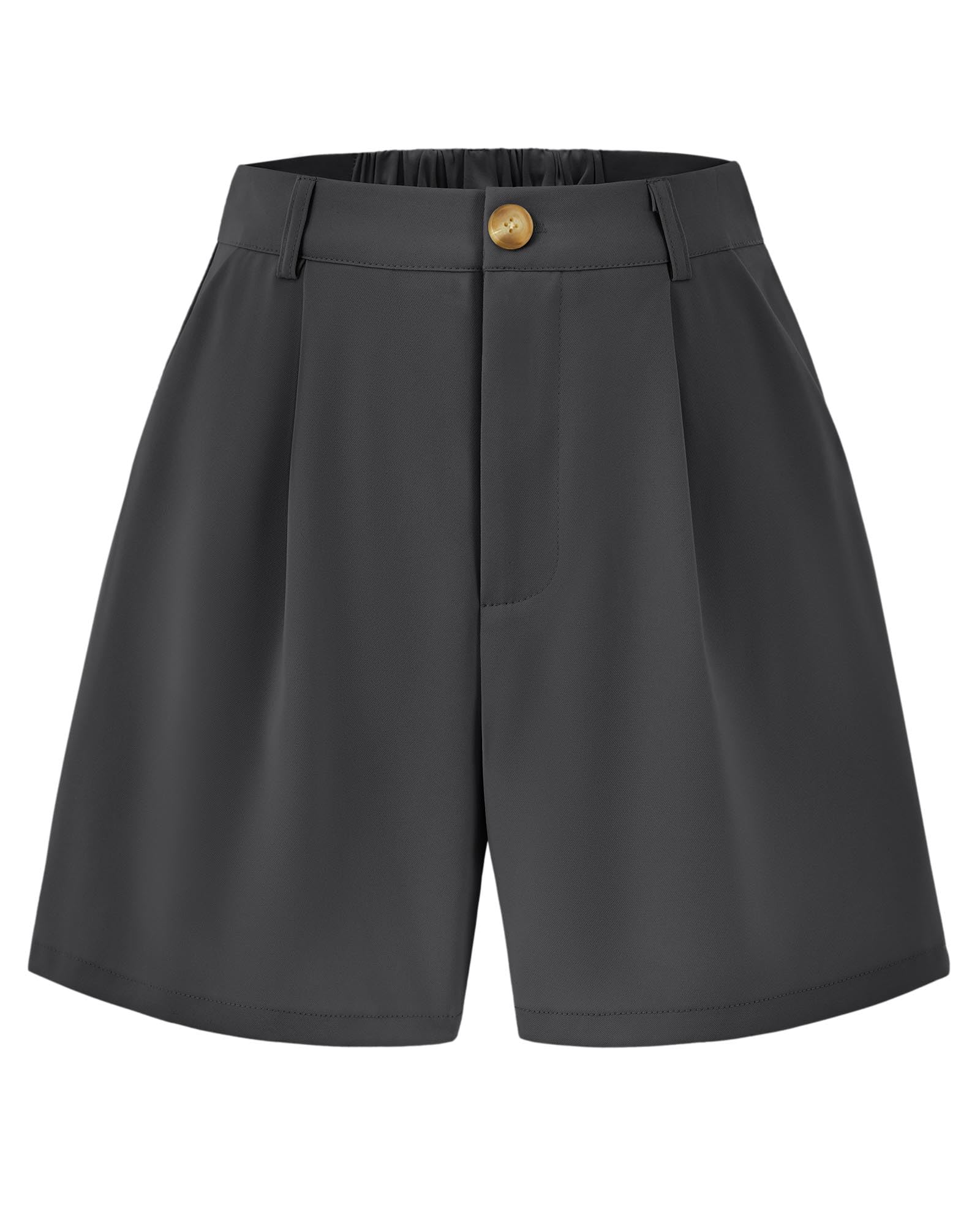 FreshPretty Shorts for Women Dressy Casual Summer Elastic Waist in The Back Pleated Wide Leg Tailored Work Trouser Shorts