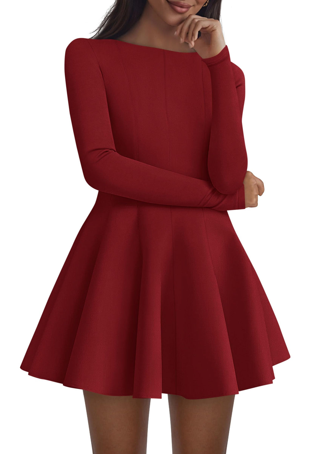 PRETTYGARDEN Fall Cocktail Dresses for Women Elegant Classy Wedding Guest  Long Sleeve Homecoming Party A Line Mini Dress