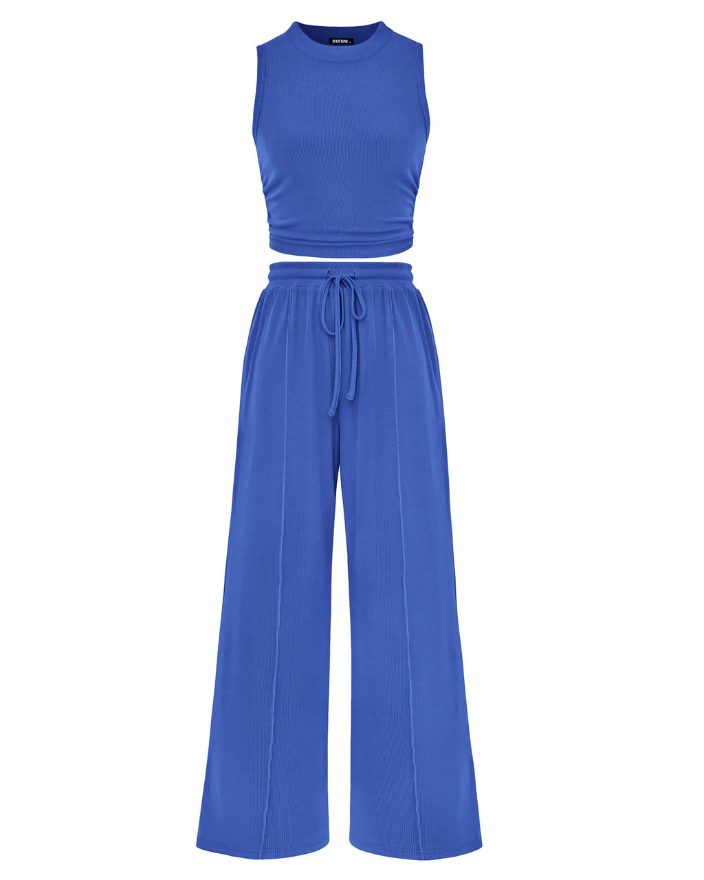 BTFBM Summer Outfits For Women Cropped Sleeveless Tank Tops Wide Leg Pants 2 Piece Sets Beach Lounge Set Clothing