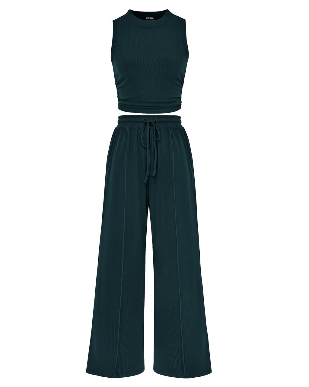 BTFBM Summer Outfits For Women Cropped Sleeveless Tank Tops Wide Leg Pants 2 Piece Sets Beach Lounge Set Clothing