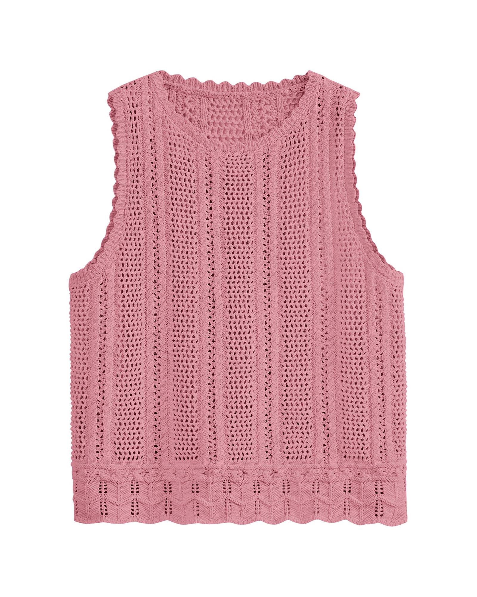 FreshPretty Crochet Tank Top Vacation Outfits for Women Sweater Vest Beach Cover Ups Spring Summer Sleeveless Cruise Resort Wear