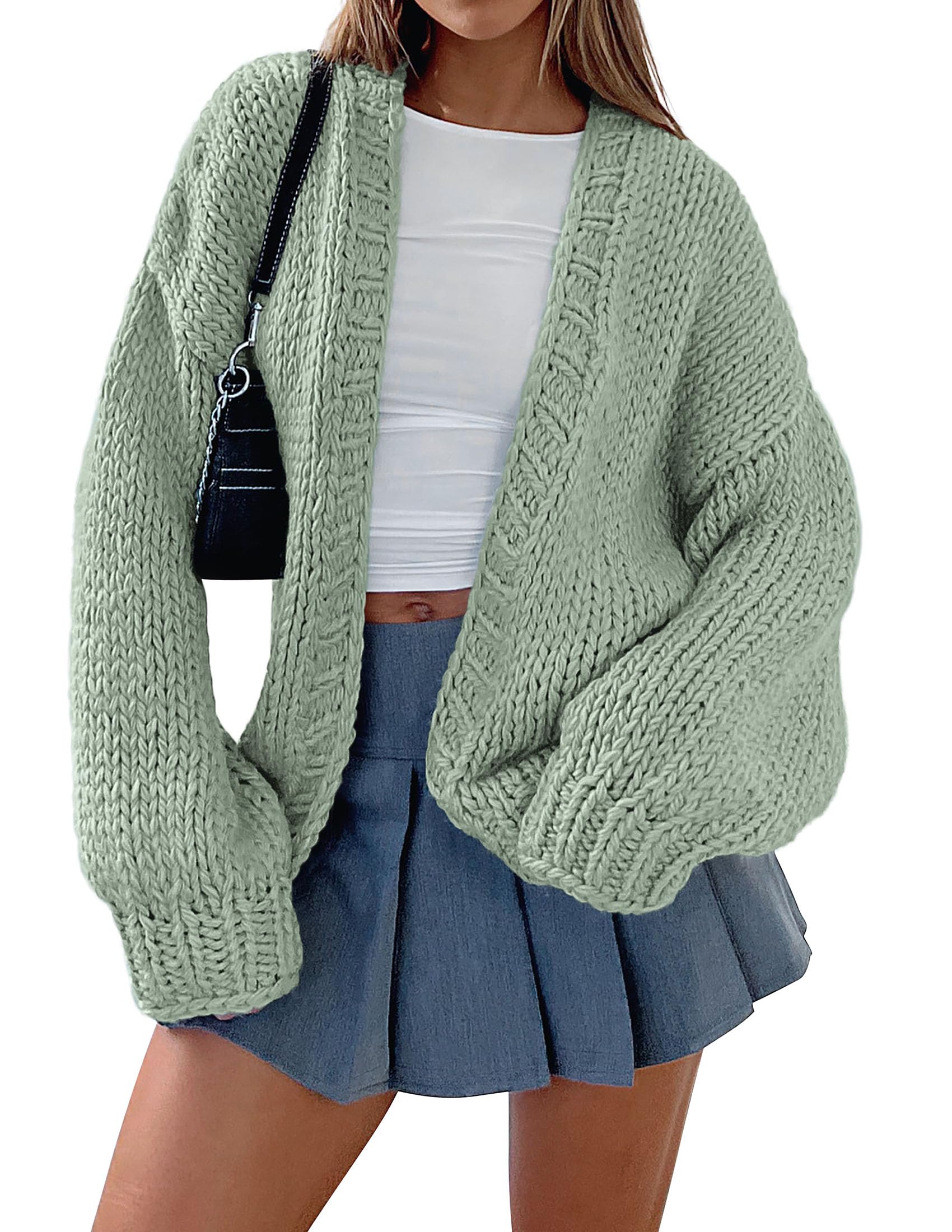 PRETTYGARDEN Cardigan Sweaters for Women Trendy Fall Fashion Long Sleeve Chunky Knit Cardigans Winter Clothing Outfits