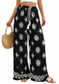 PRETTYGARDEN Women's Wide Leg Palazzo Pants Summer Boho Floral Trousers Spring Flowy Beach Vacation Clothes Resort Wear