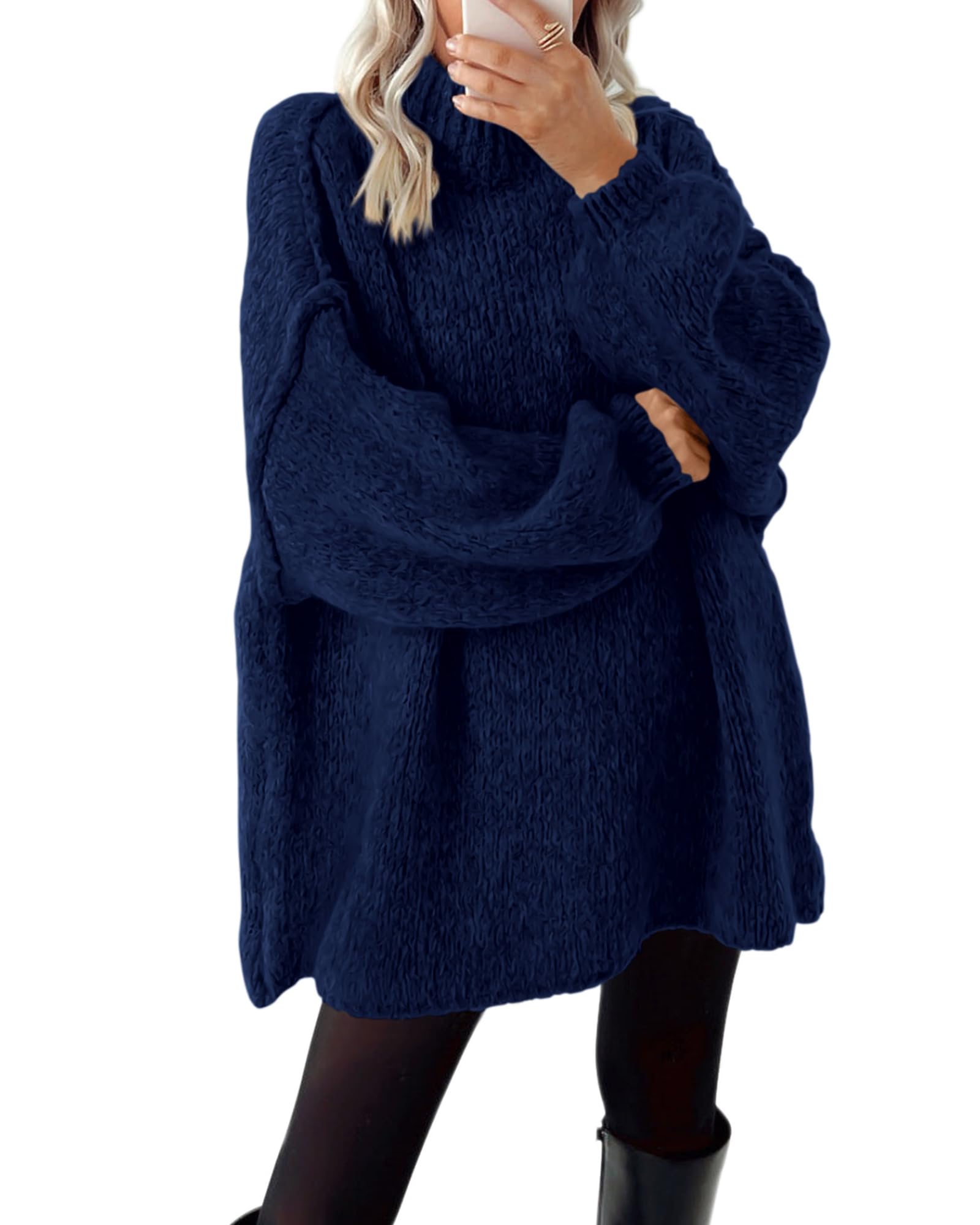 BTFBM Sweaters for Women Fall Long Sleeve Mock Neck Cable Knit Oversized Sweater Pullover Tops Thick Winter Clothes