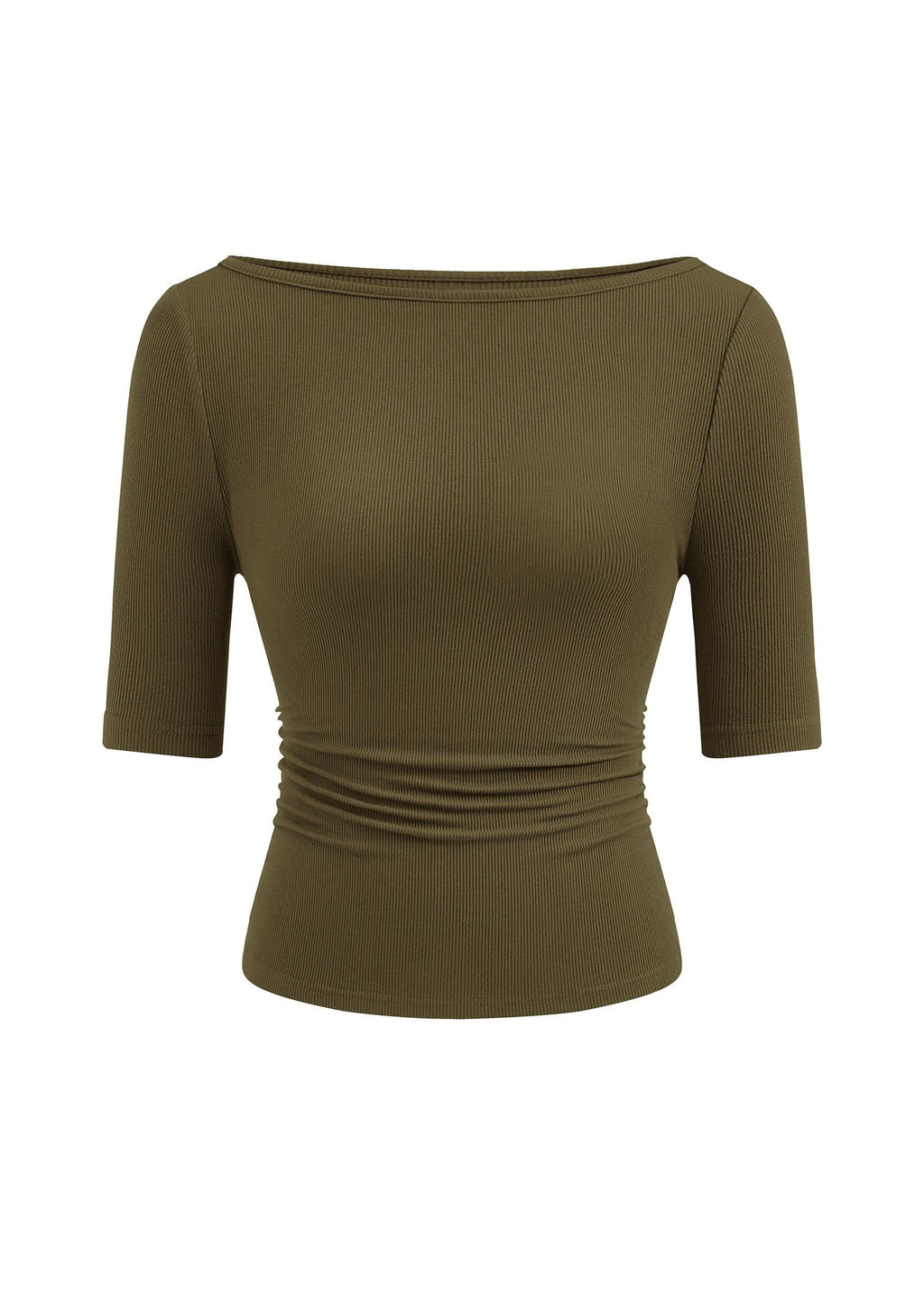 PRETTYGARDEN Womens Summer Short Sleeve Tops Boat Neck Ribbed Knit Slim Fit T Shirt Casual Basic Top Spring Clothes